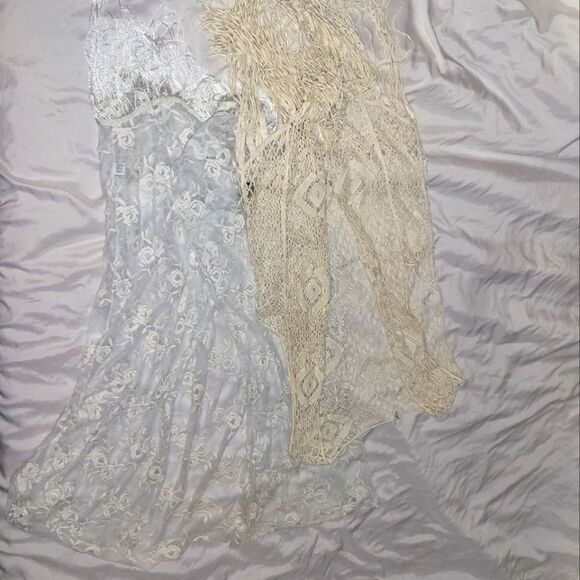 Vintage crocheted 2 sheer tie-up tops - Picture 1 of 7